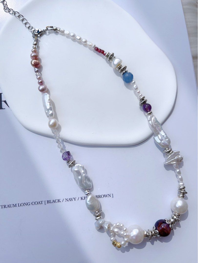 #PN588 [Sale]Purple Elf| Freshwater Pearl Necklace |Lustrous Baroque Pearl |”Lute” Pearl |Purple Quartz