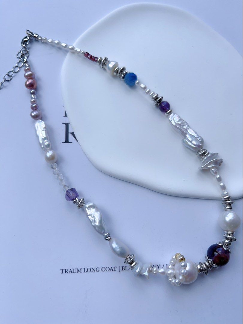 #PN588 [Sale]Purple Elf| Freshwater Pearl Necklace |Lustrous Baroque Pearl |”Lute” Pearl |Purple Quartz