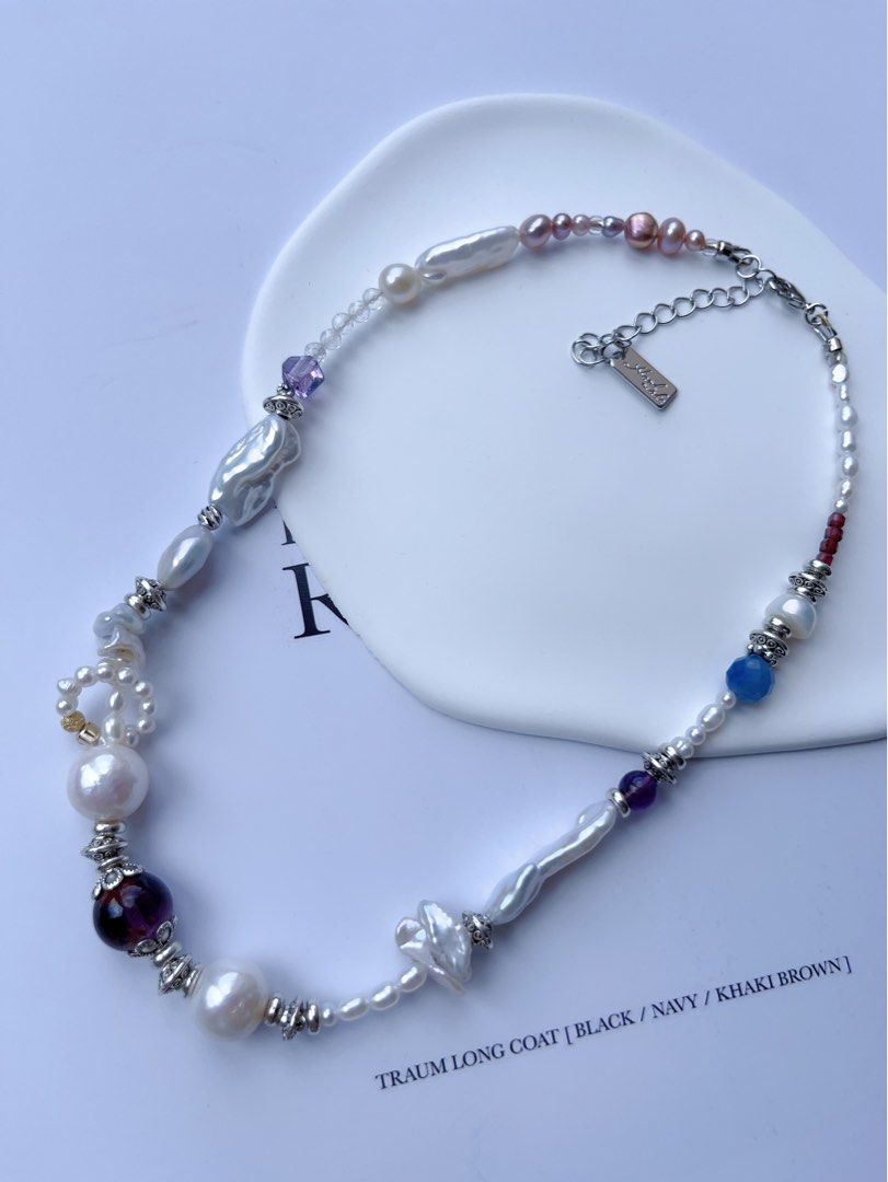 #PN588 [Sale]Purple Elf| Freshwater Pearl Necklace |Lustrous Baroque Pearl |”Lute” Pearl |Purple Quartz