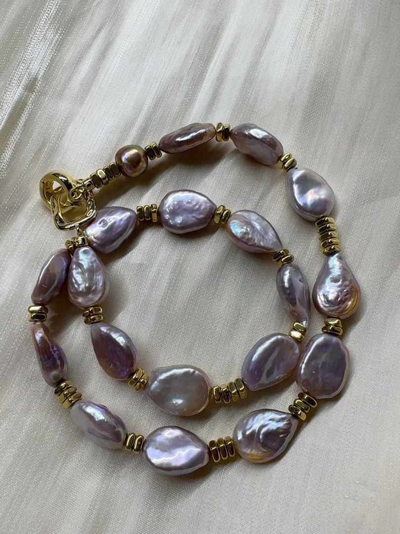 #PN519 Purple Heart |Freshwater Pearl Necklace |Irregular Shaped |Big Baroque Pearl |Lustrous| High Quality