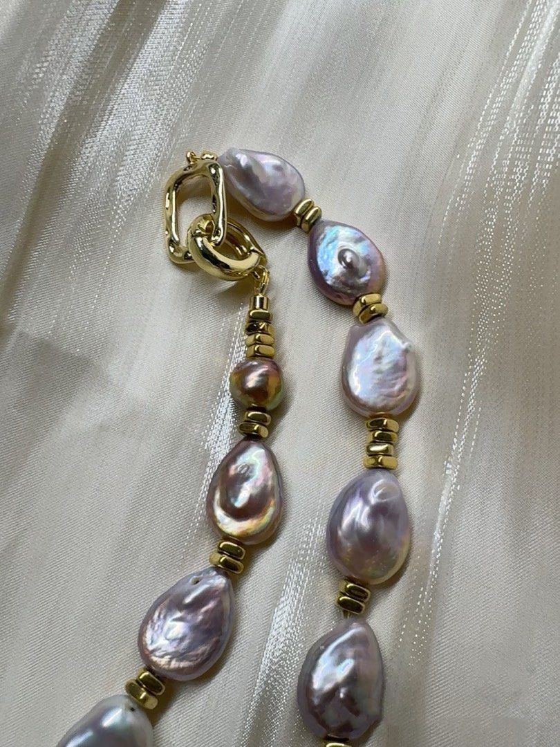 #PN519 Purple Heart |Freshwater Pearl Necklace |Irregular Shaped |Big Baroque Pearl |Lustrous| High Quality