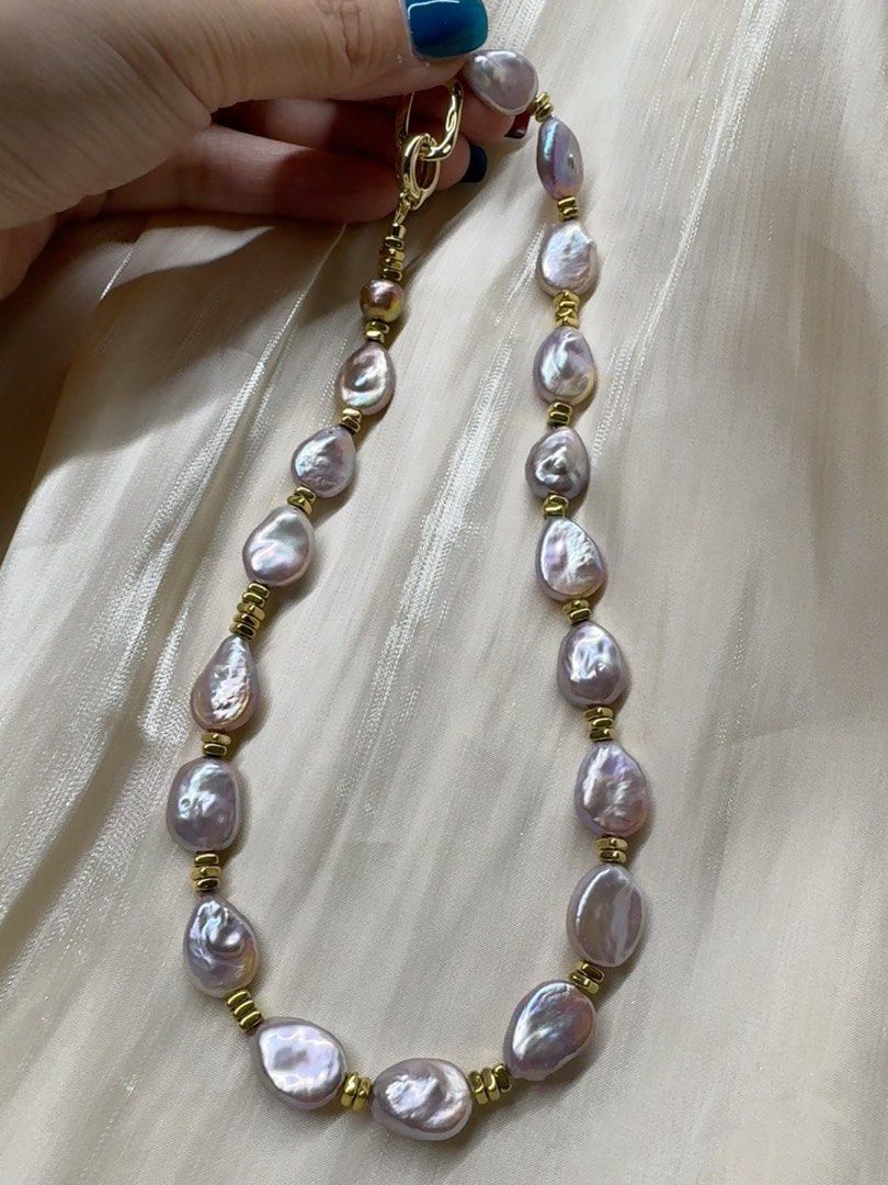 #PN519 Purple Heart |Freshwater Pearl Necklace |Irregular Shaped |Big Baroque Pearl |Lustrous| High Quality