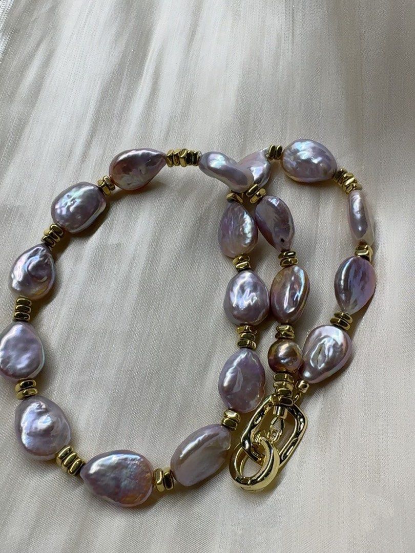 #PN519 Purple Heart |Freshwater Pearl Necklace |Irregular Shaped |Big Baroque Pearl |Lustrous| High Quality