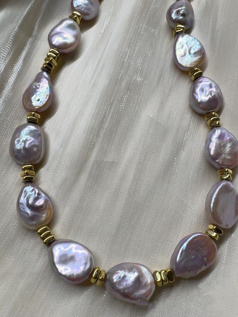 #PN519 Purple Heart |Freshwater Pearl Necklace |Irregular Shaped |Big Baroque Pearl |Lustrous| High Quality