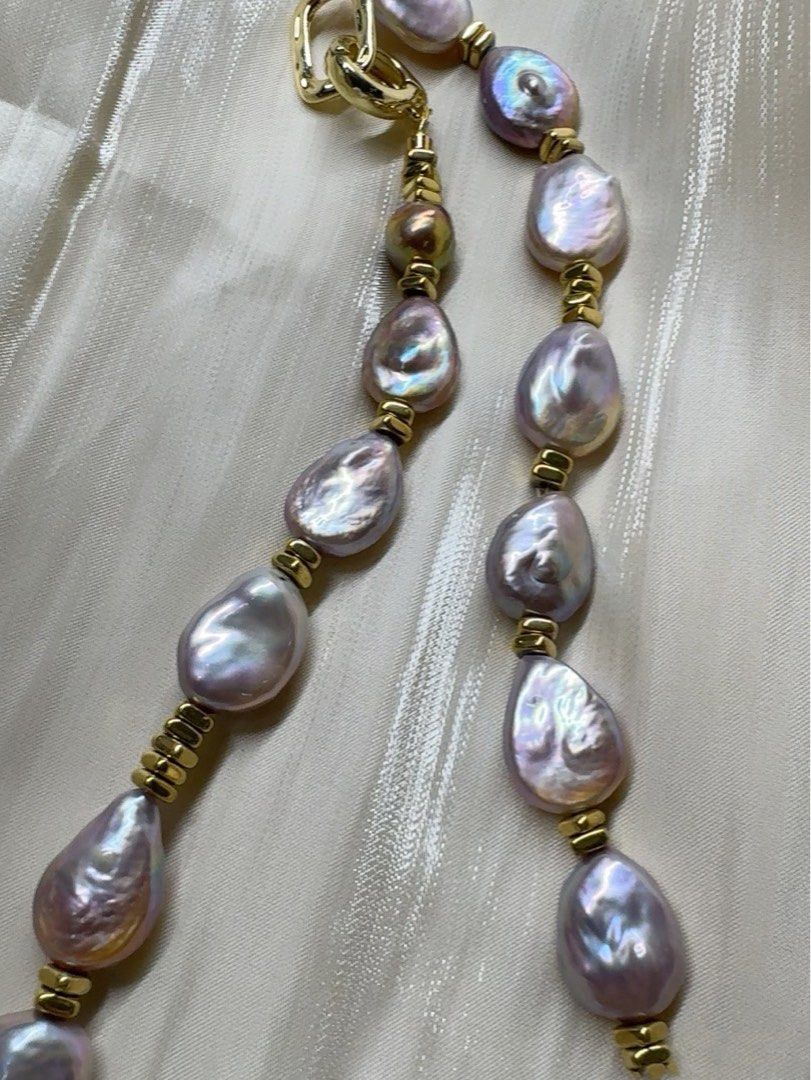 #PN519 Purple Heart |Freshwater Pearl Necklace |Irregular Shaped |Big Baroque Pearl |Lustrous| High Quality