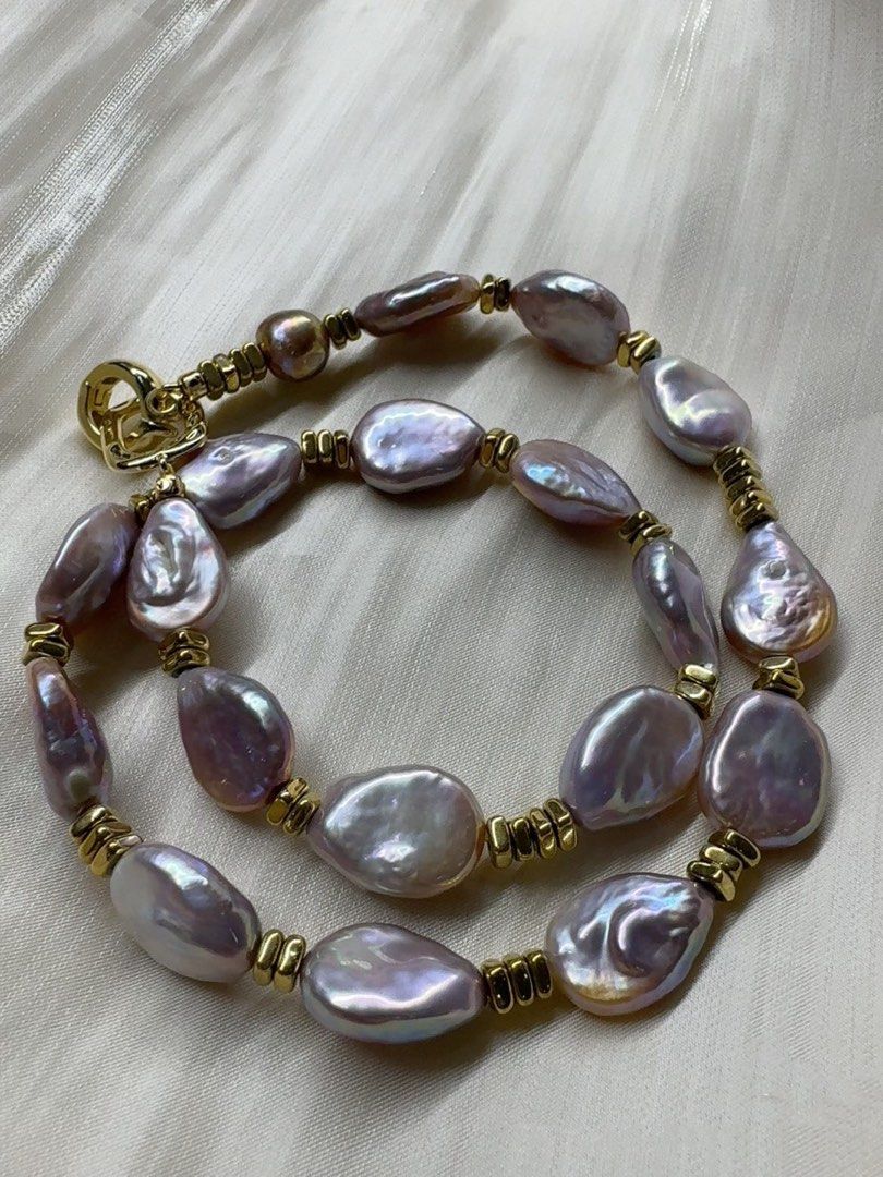 #PN519 Purple Heart |Freshwater Pearl Necklace |Irregular Shaped |Big Baroque Pearl |Lustrous| High Quality