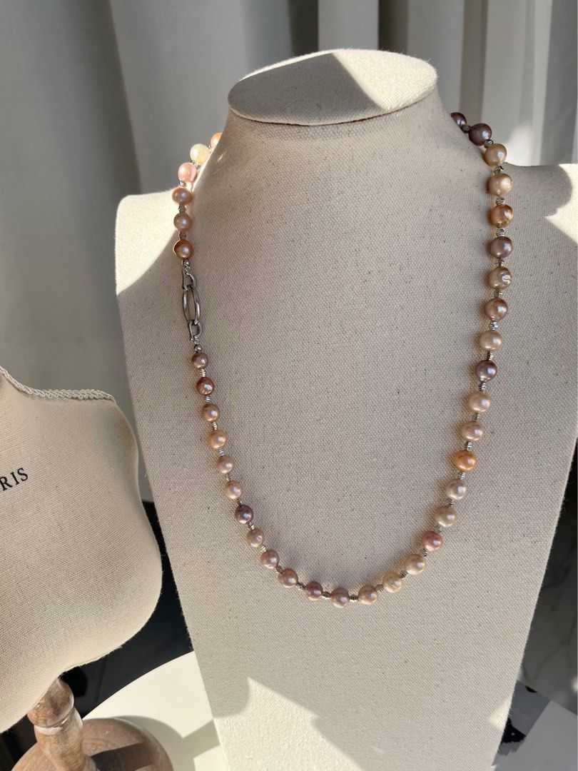 #PN475 Queens Style| Freshwater Pearl Necklace |Lustrous Edison Pearl|Mixed Colours|Big Removable Baroque Pearl Pendant