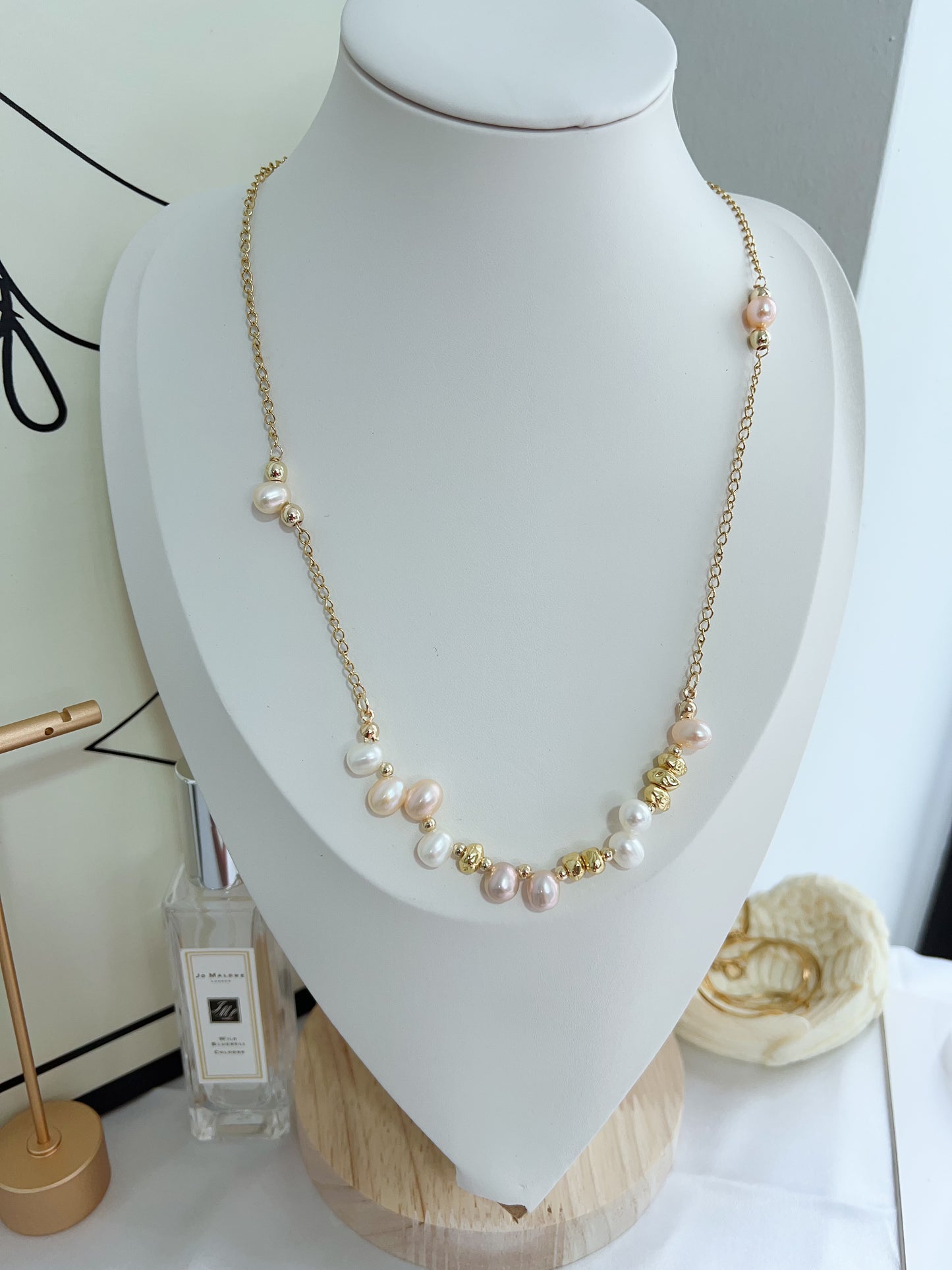 #PN1281 Freshwater pearl necklace chain necklace irregular teeth pearl handmade elegant
