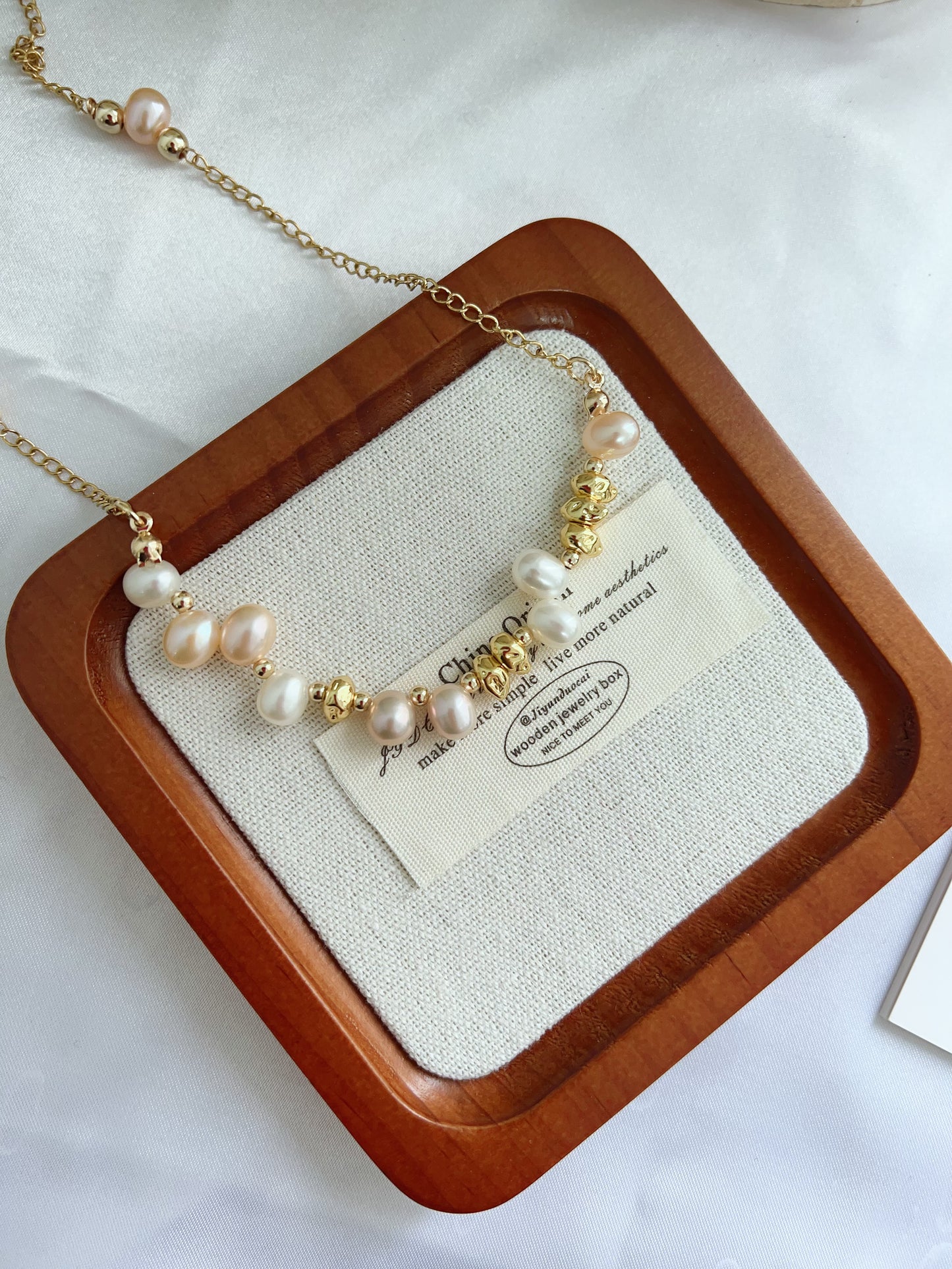 #PN1281 Freshwater pearl necklace chain necklace irregular teeth pearl handmade elegant