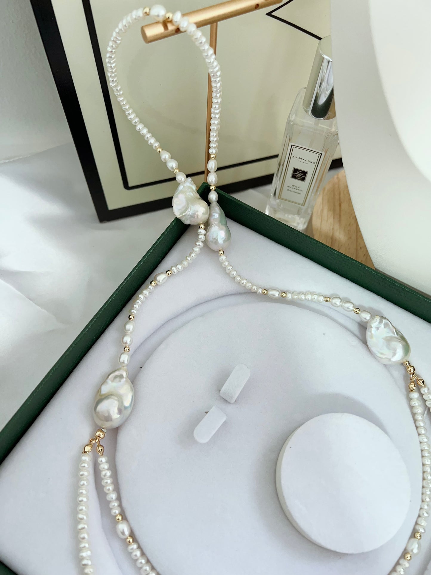 #PN1269 Freshwater pearl necklace long necklace 2-layer big fishtail baroque pearl baby pearl 76cm NO clasp