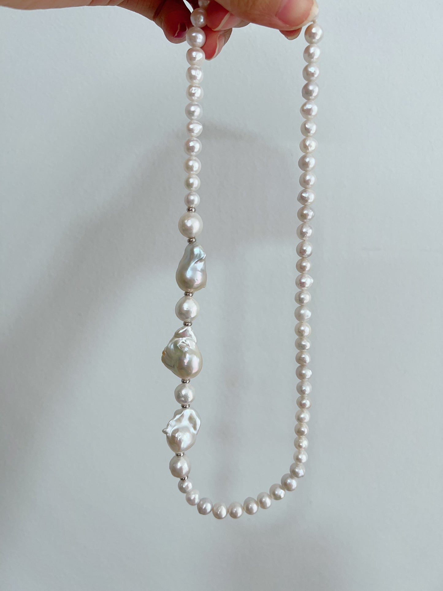#PN1251 Freshwater Pearl Necklace 50cm lustrous fishtail baroque pearl asymmetrical design strong presence