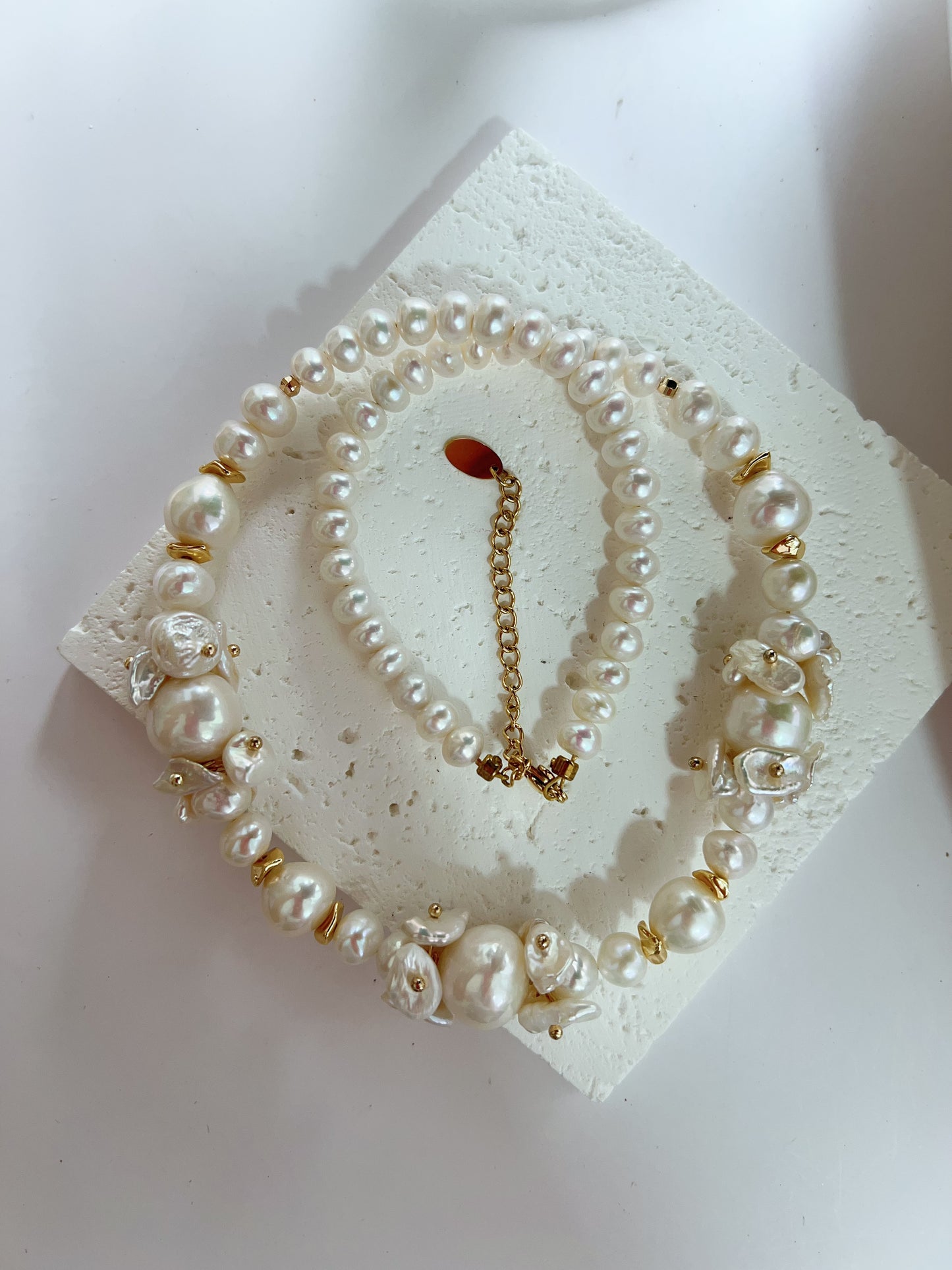 #PN1250 [Floral Series] Freshwater Pearl Necklace 42+5cm floral designs petal pearls excellent lustre