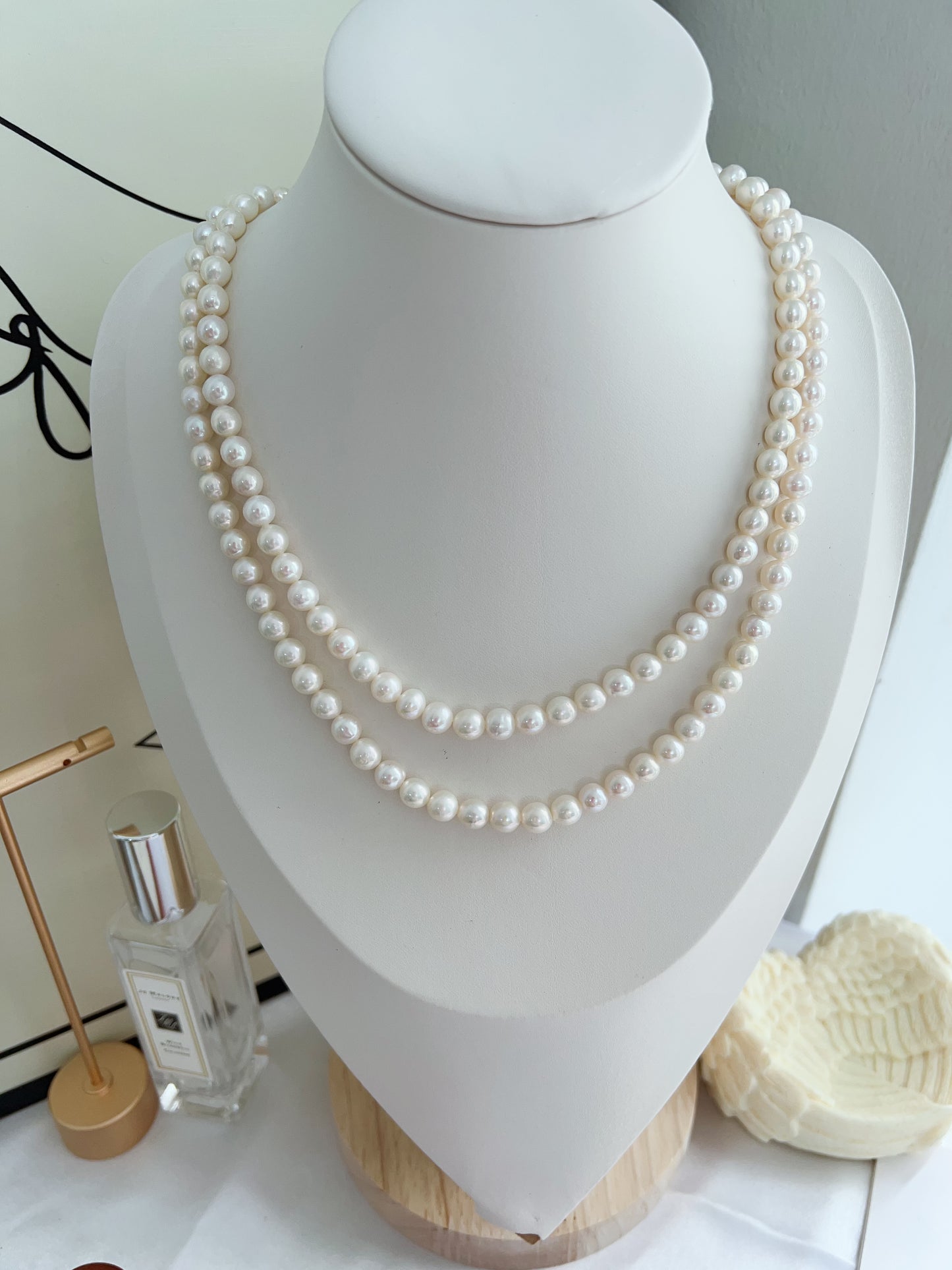 #PN1249 Freshwater Pearl Necklace 43+5cm 45+5cm minimalism elegance pink blue lustre