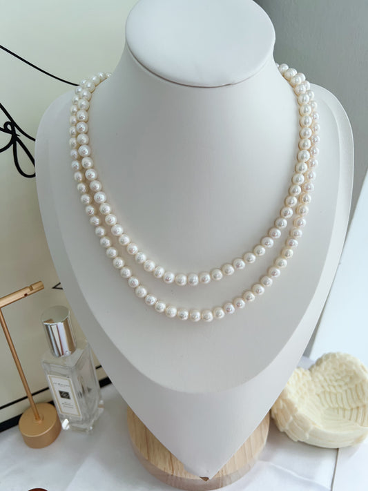 #PN1249 Freshwater Pearl Necklace 43+5cm 45+5cm minimalism elegance pink blue lustre