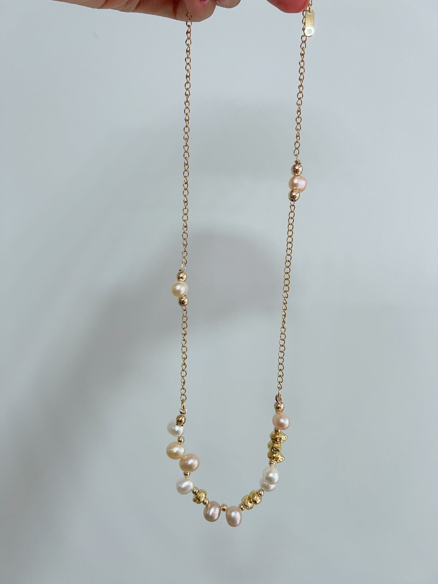 #PN1281 Freshwater pearl necklace chain necklace irregular teeth pearl handmade elegant