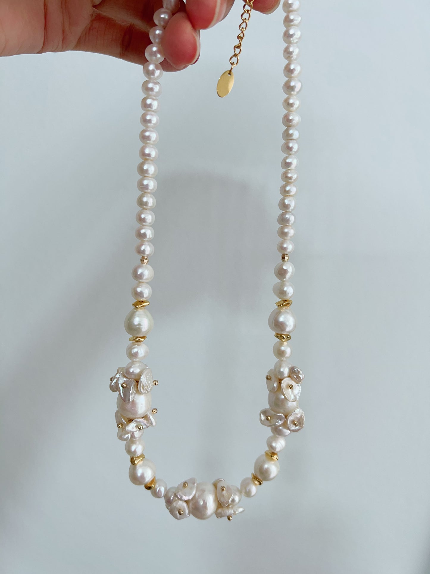 #PN1250 [Floral Series] Freshwater Pearl Necklace 42+5cm floral designs petal pearls excellent lustre