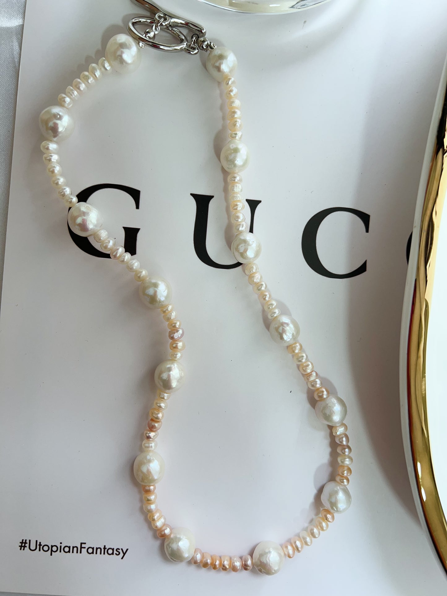 #PN1273 Freshwater pearl necklace gradient baby pearls big baroque pearl lustrous unique design