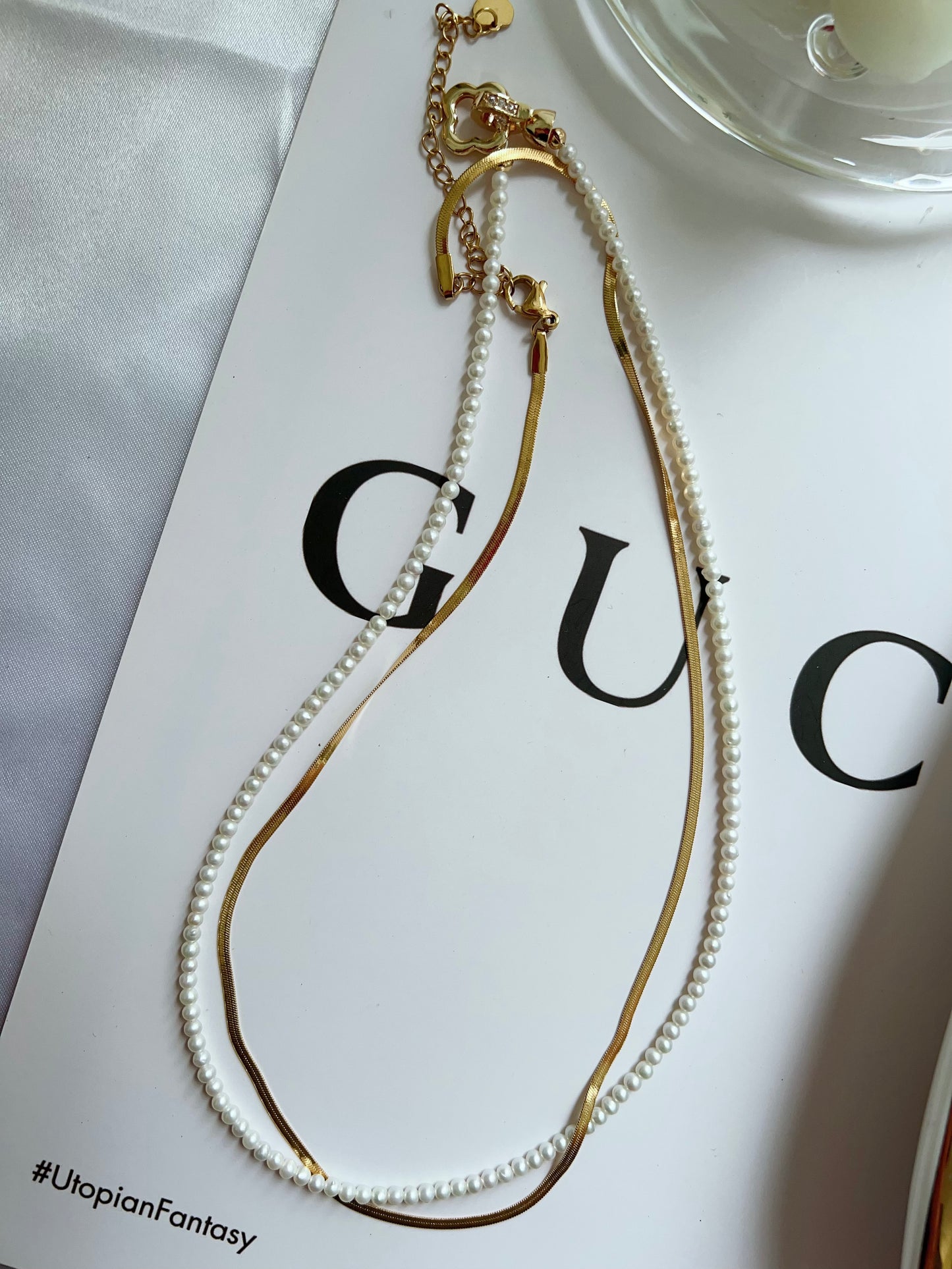 #PN1280 Freshwater pearl necklace set 3 pieces set baby pearl big white wrinkled baroque chain necklace