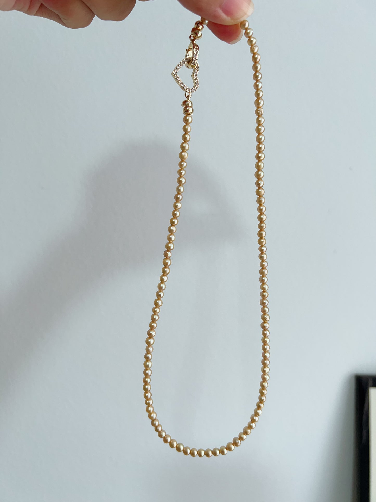 #PN1276 Freshwater pearl necklace baby golden pearl electro- treated color lustrous dainty