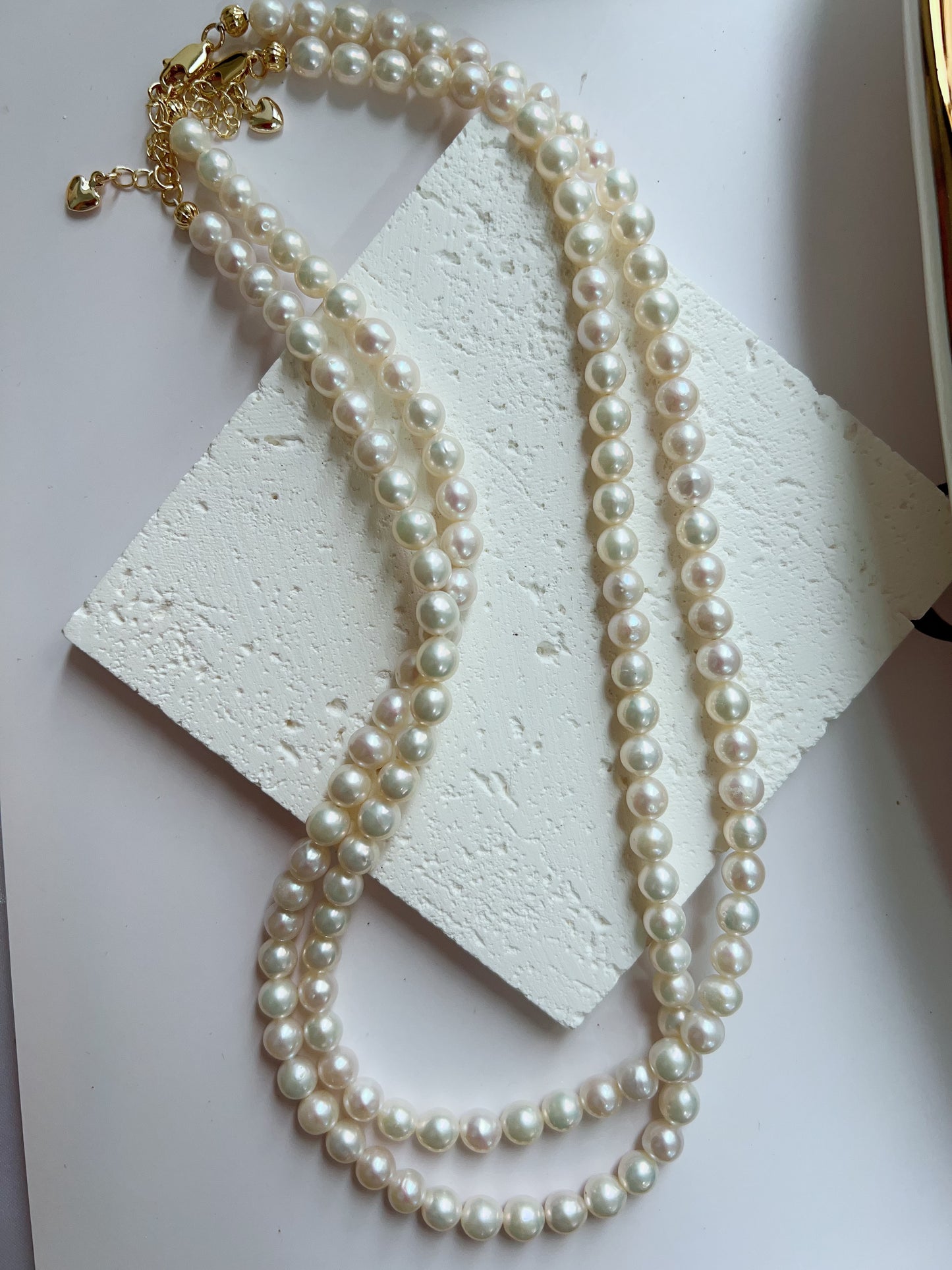 #PN1249 Freshwater Pearl Necklace 43+5cm 45+5cm minimalism elegance pink blue lustre
