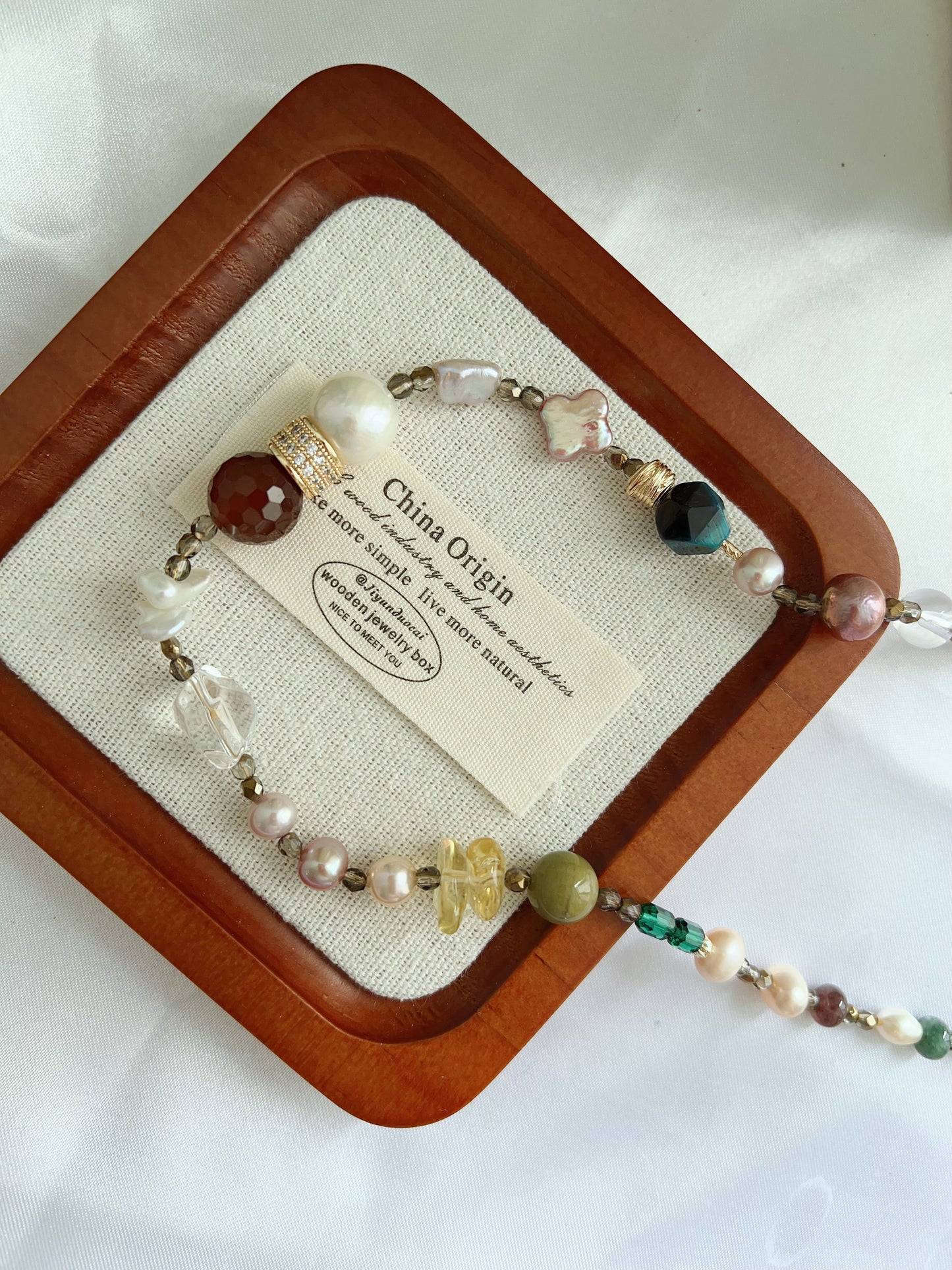 #PN1259 Freshwater pearl necklace alashan agate red agate citrine tourmaline 43+5cm clover pearl stick pearl