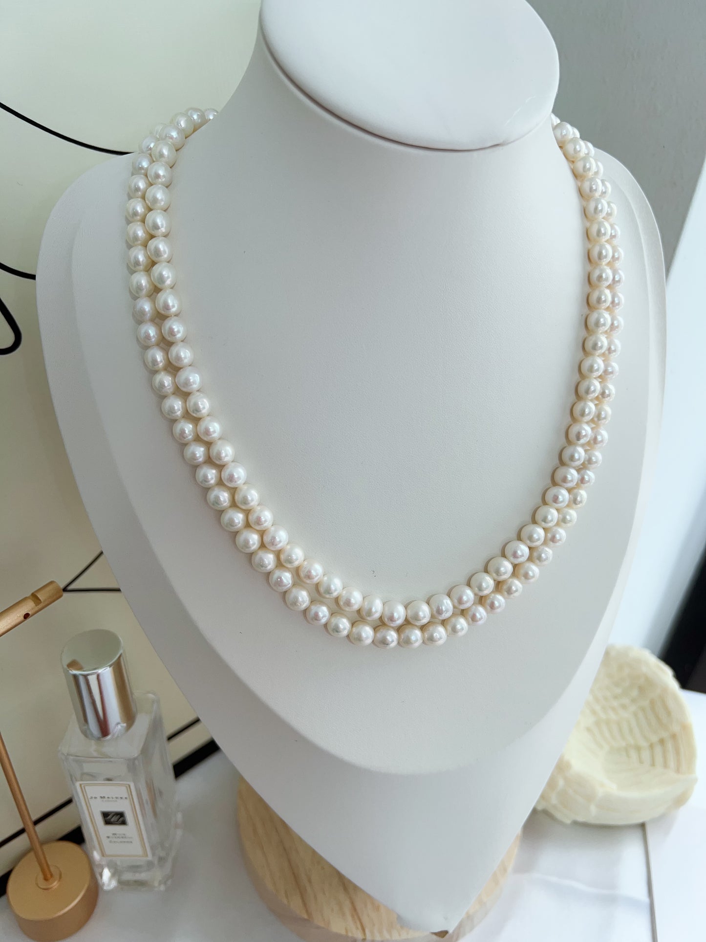 #PN1249 Freshwater Pearl Necklace 43+5cm 45+5cm minimalism elegance pink blue lustre