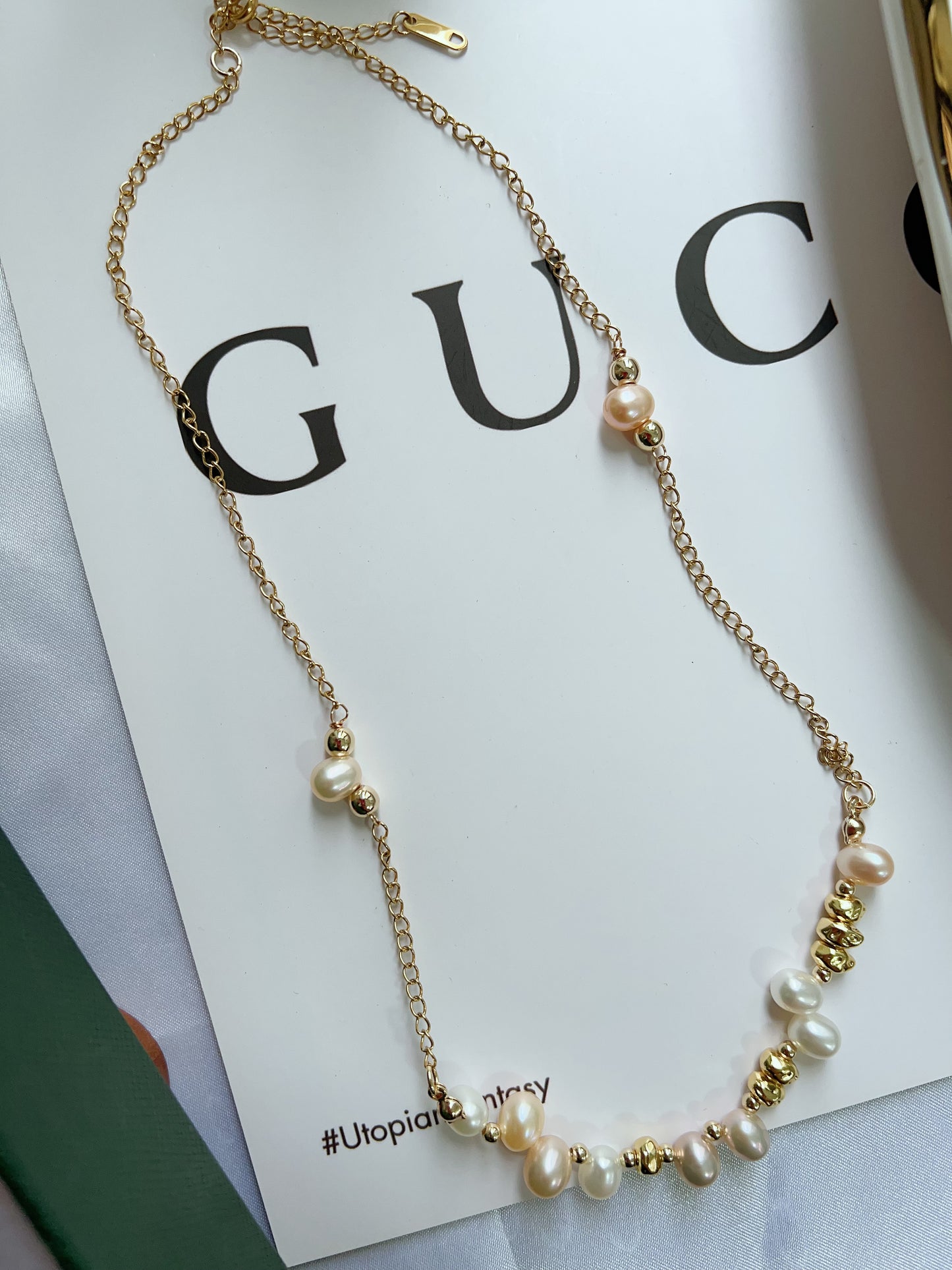 #PN1281 Freshwater pearl necklace chain necklace irregular teeth pearl handmade elegant