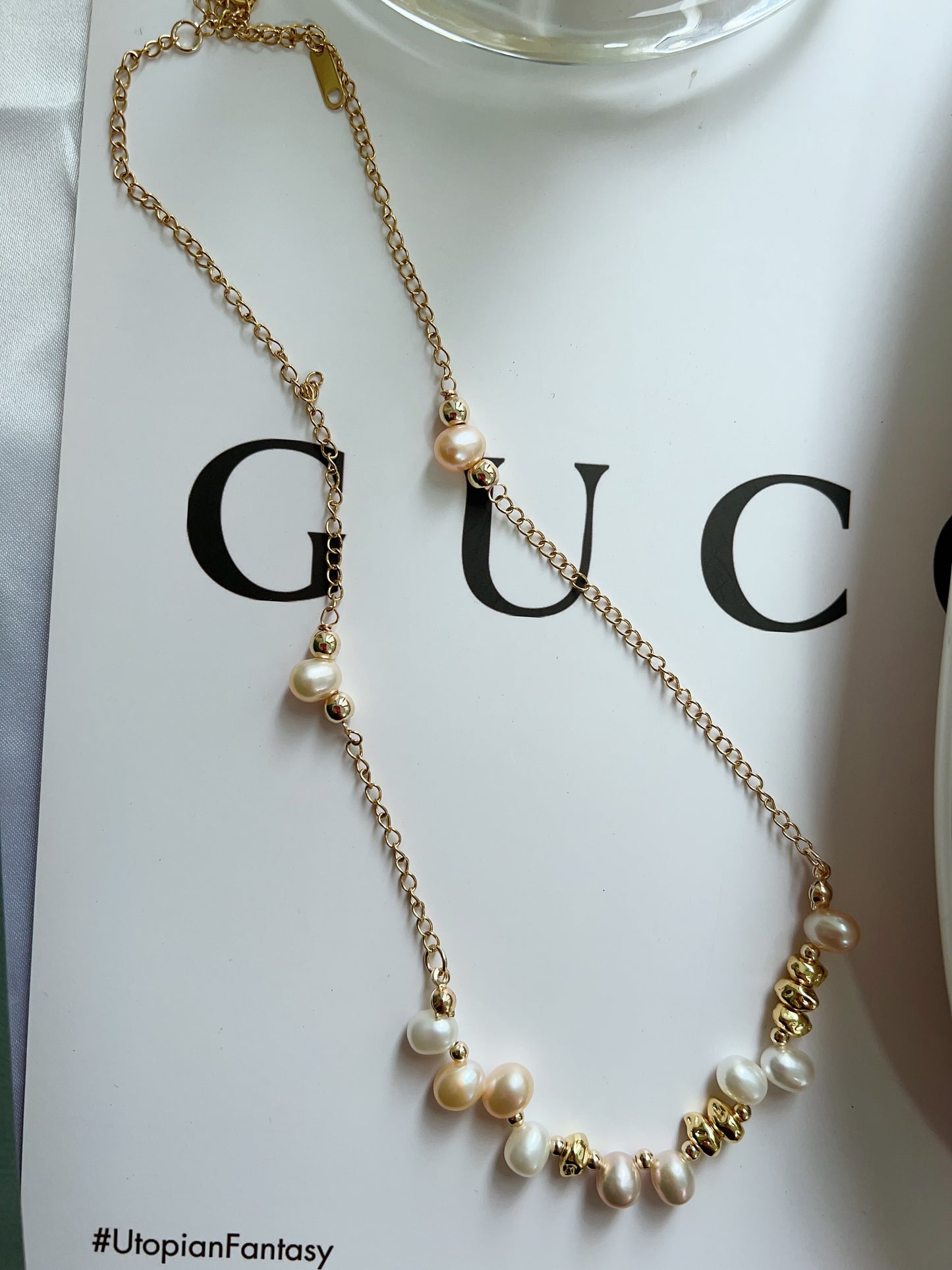 #PN1281 Freshwater pearl necklace chain necklace irregular teeth pearl handmade elegant