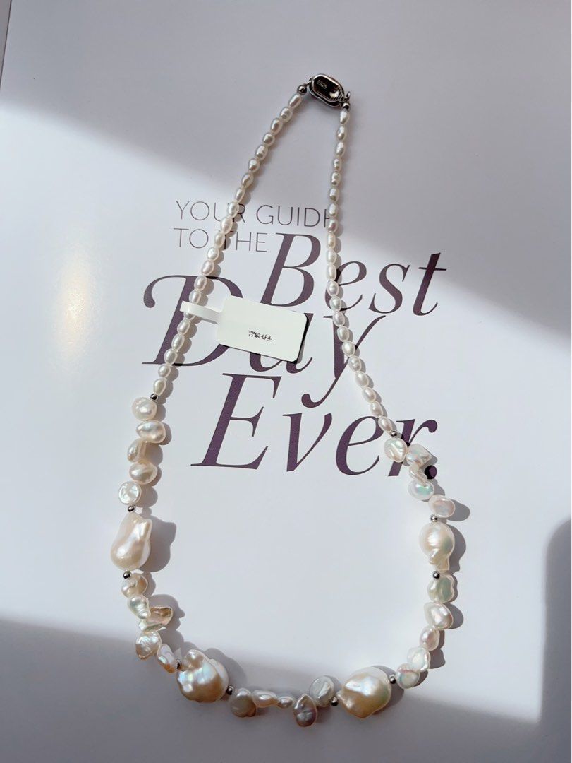 #PN507 Romantic Floral| Freshwater Pearl Necklace | Big Baroque| Petals Pearl |Snow White|Lustrous