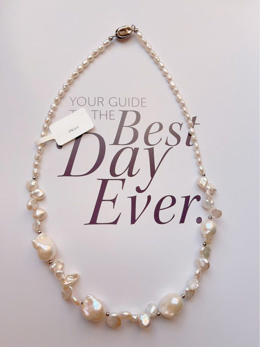 #PN507 Romantic Floral| Freshwater Pearl Necklace | Big Baroque| Petals Pearl |Snow White|Lustrous