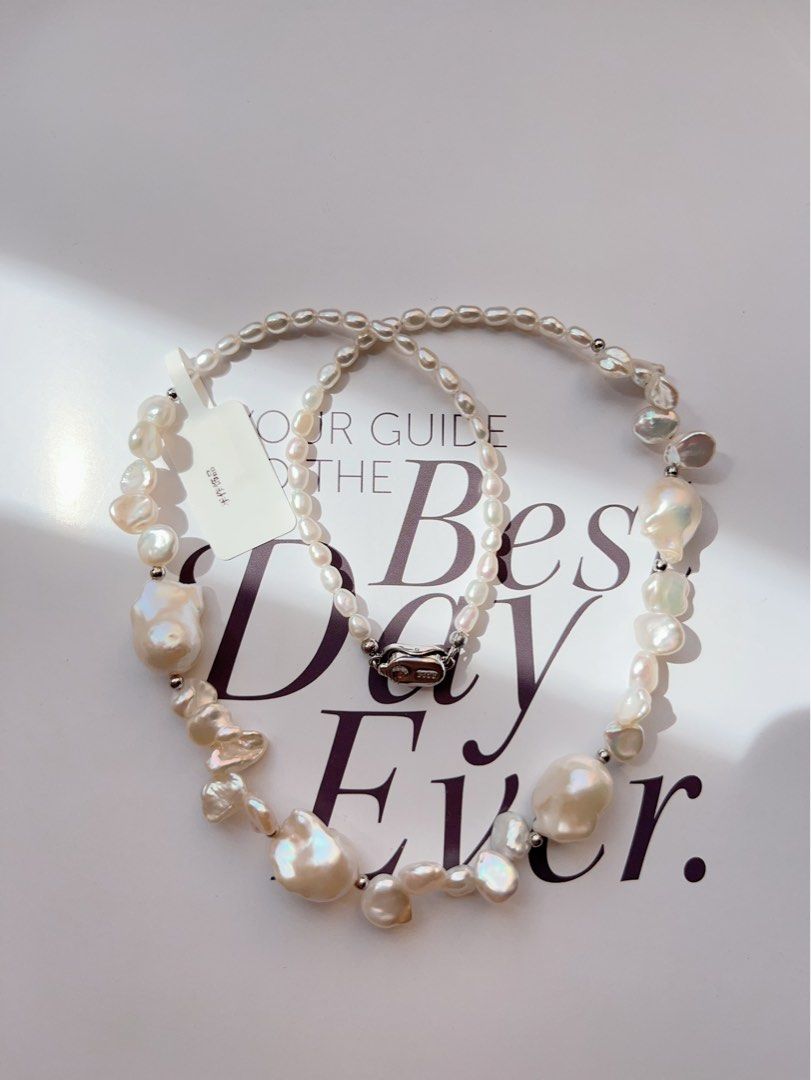 #PN507 Romantic Floral| Freshwater Pearl Necklace | Big Baroque| Petals Pearl |Snow White|Lustrous