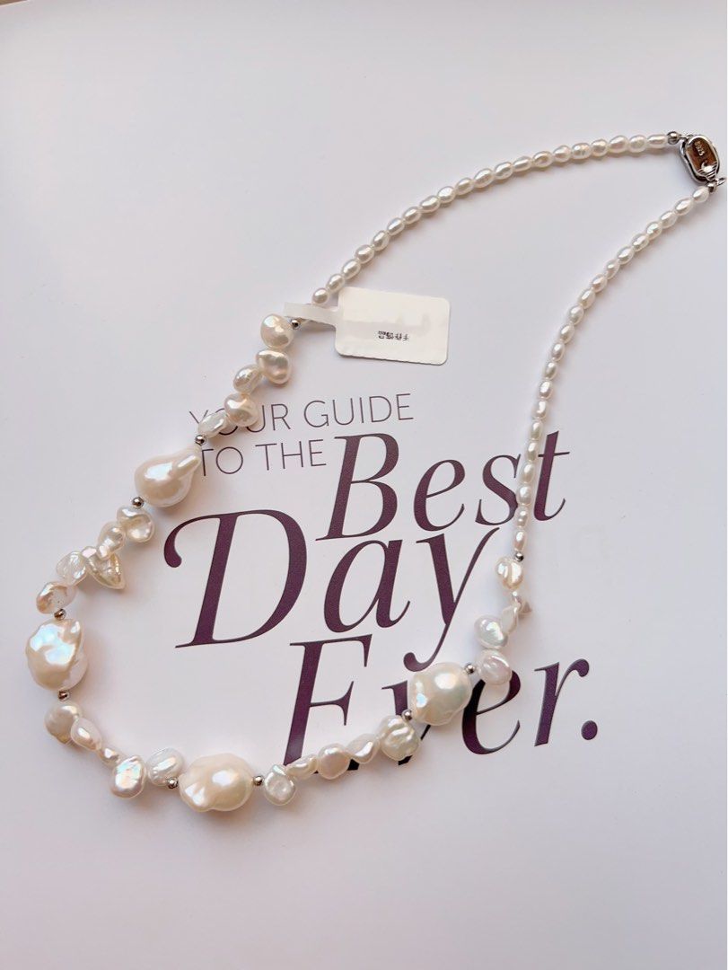 #PN507 Romantic Floral| Freshwater Pearl Necklace | Big Baroque| Petals Pearl |Snow White|Lustrous