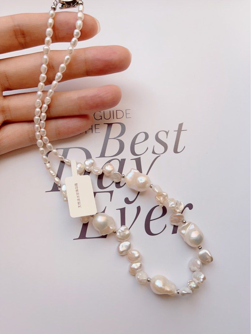#PN507 Romantic Floral| Freshwater Pearl Necklace | Big Baroque| Petals Pearl |Snow White|Lustrous
