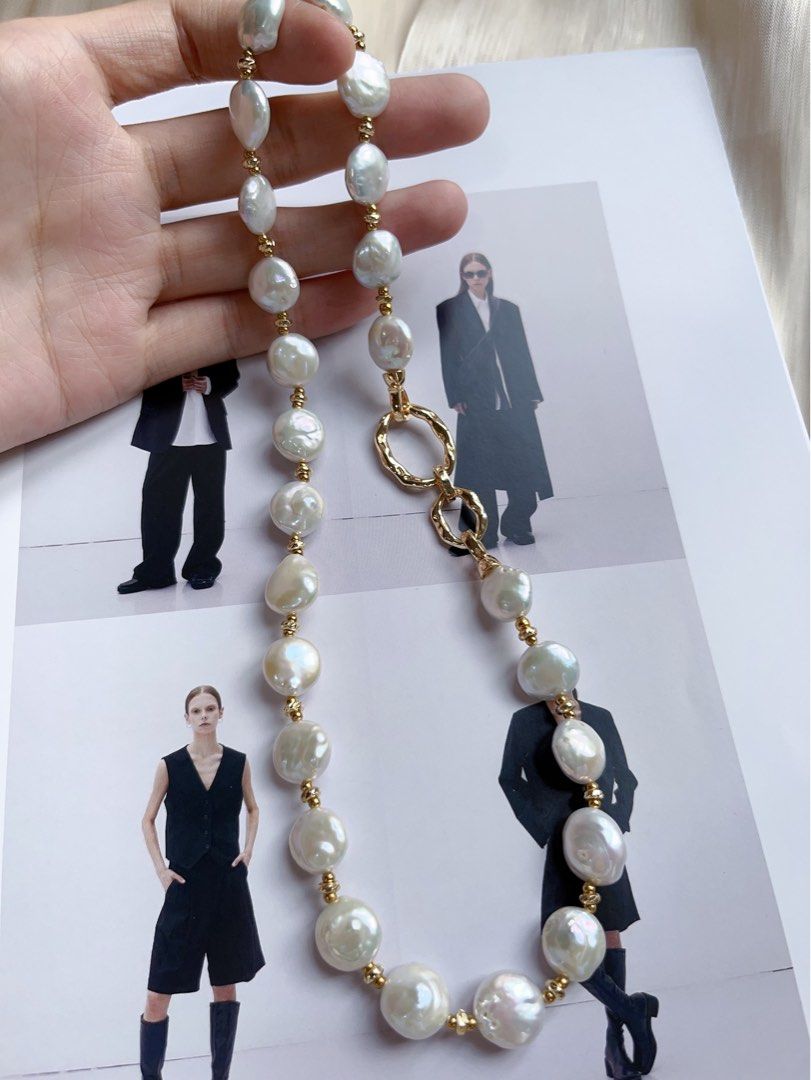 #PN561 [Sale] [Full Moon] Freshwater Pearl Necklace |Coin/Button Pearl |Gorgeous Lustre|Simple & Classic
