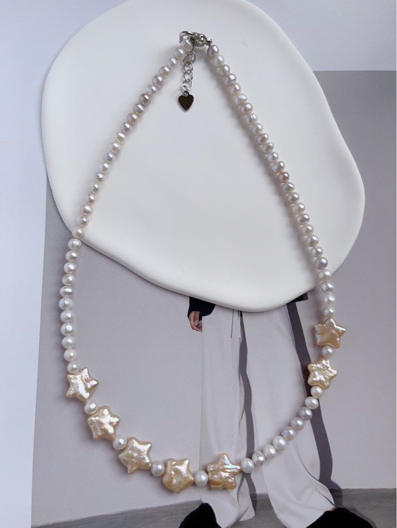 #PN540 [Christmas] [Seven Stars] Freshwater Pearl Necklace |Peach Colour Stars|Baby Pearls |Natural Flaws