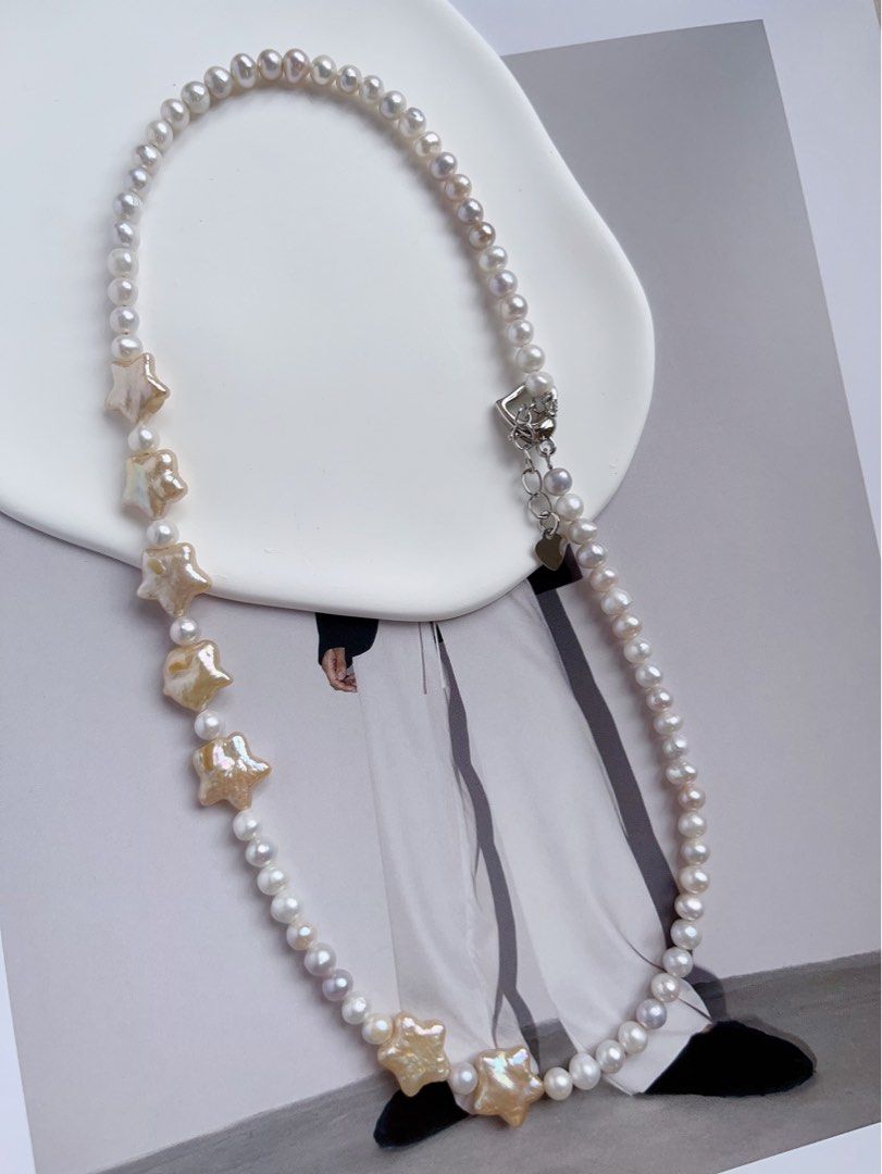 #PN540 [Christmas] [Seven Stars] Freshwater Pearl Necklace |Peach Colour Stars|Baby Pearls |Natural Flaws