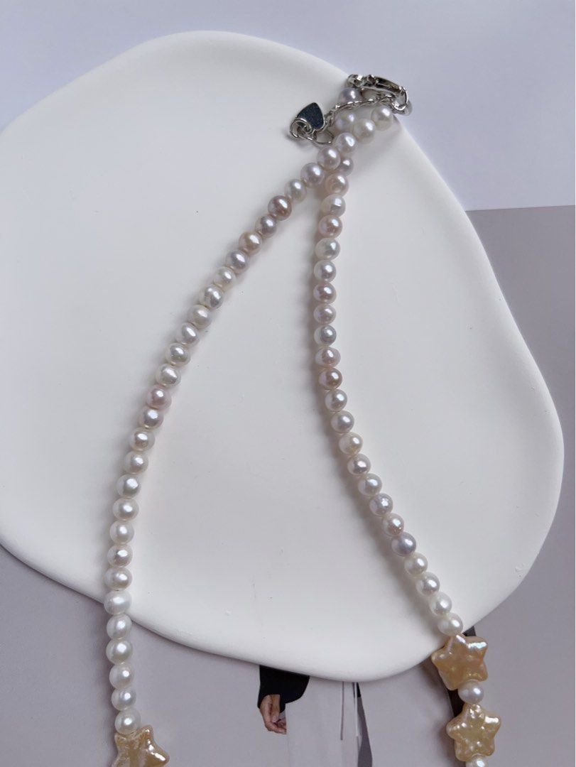 #PN540 [Christmas] [Seven Stars] Freshwater Pearl Necklace |Peach Colour Stars|Baby Pearls |Natural Flaws