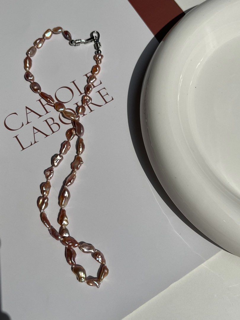 #PN567 Shiny Purple Lustre Mini Sized Freshwater Keshi Baroque Pearl Necklace