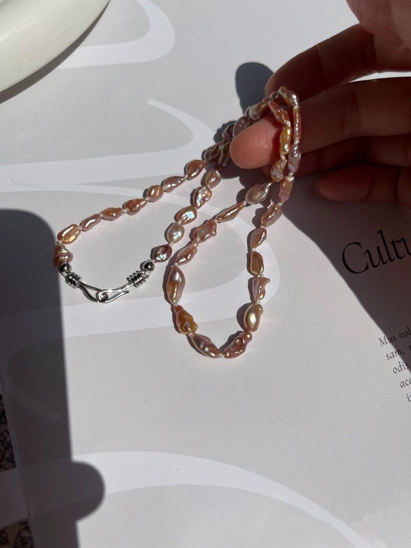 #PN567 Shiny Purple Lustre Mini Sized Freshwater Keshi Baroque Pearl Necklace