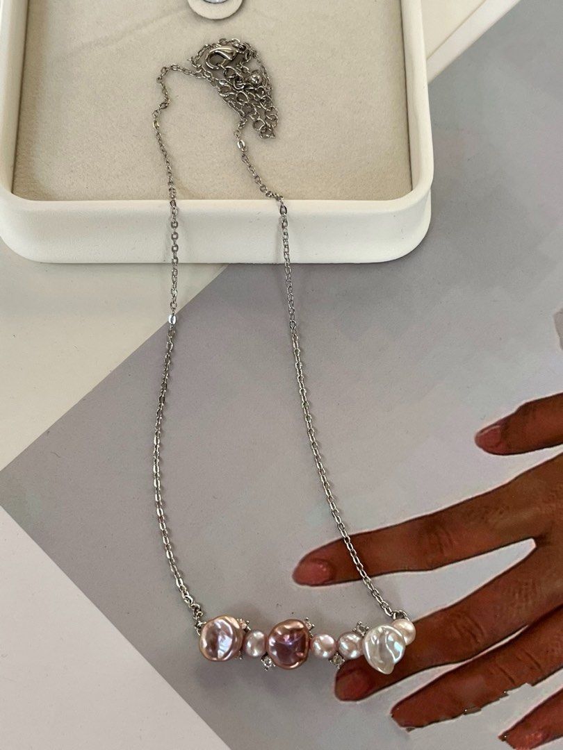 #PN484 Silver Miracle | Freshwater Pearl Necklace | Irregular Baroque Pearl | Mixed Colour |Excellent Lustre