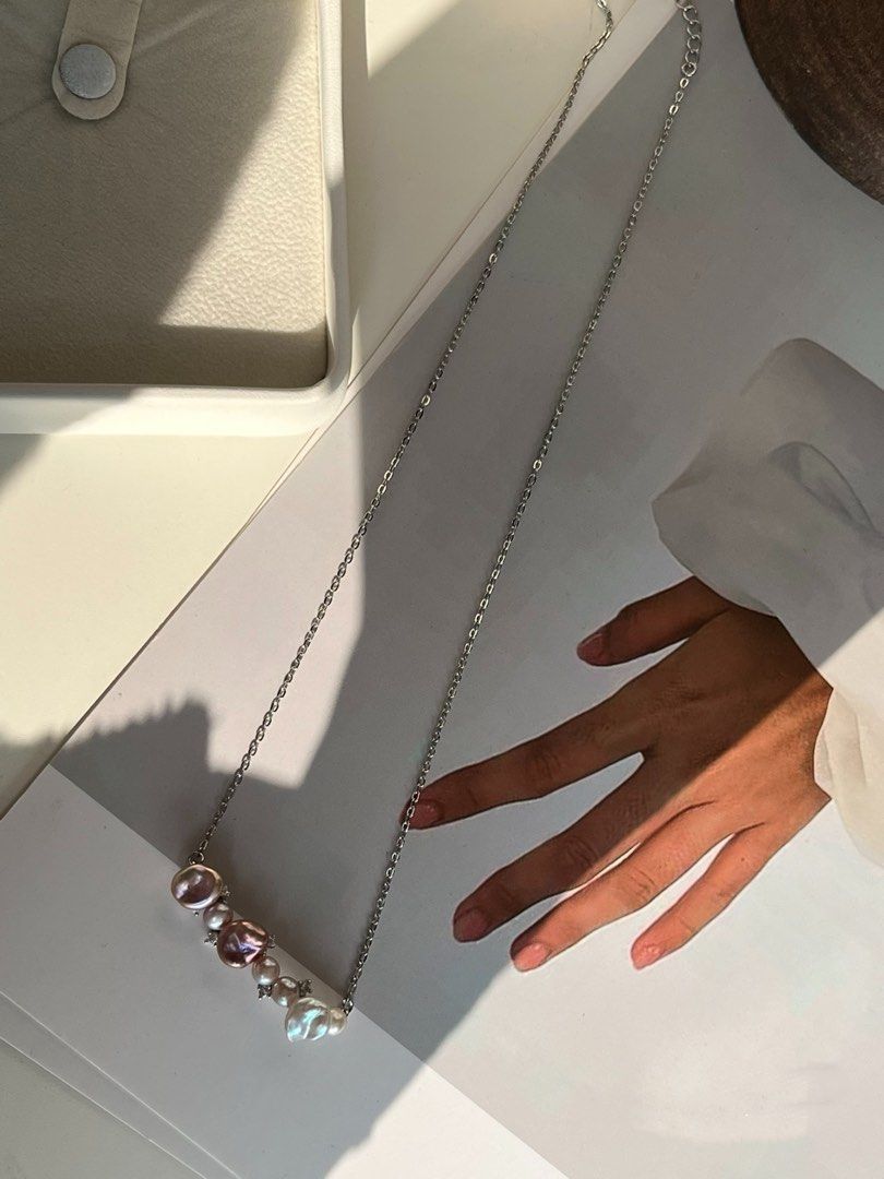 #PN484 Silver Miracle | Freshwater Pearl Necklace | Irregular Baroque Pearl | Mixed Colour |Excellent Lustre