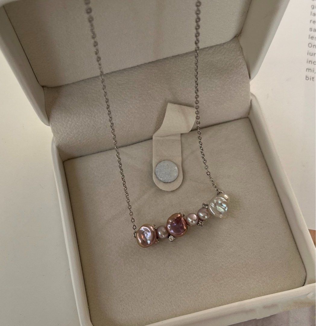 #PN484 Silver Miracle | Freshwater Pearl Necklace | Irregular Baroque Pearl | Mixed Colour |Excellent Lustre