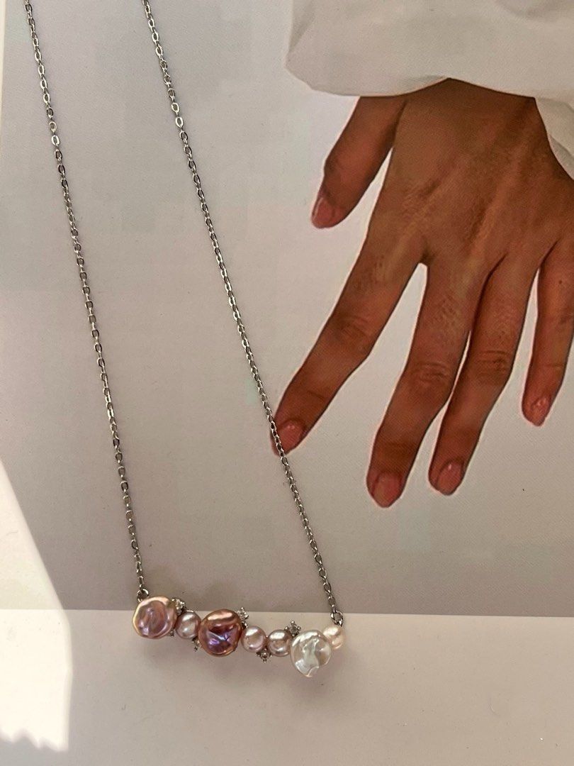 #PN484 Silver Miracle | Freshwater Pearl Necklace | Irregular Baroque Pearl | Mixed Colour |Excellent Lustre