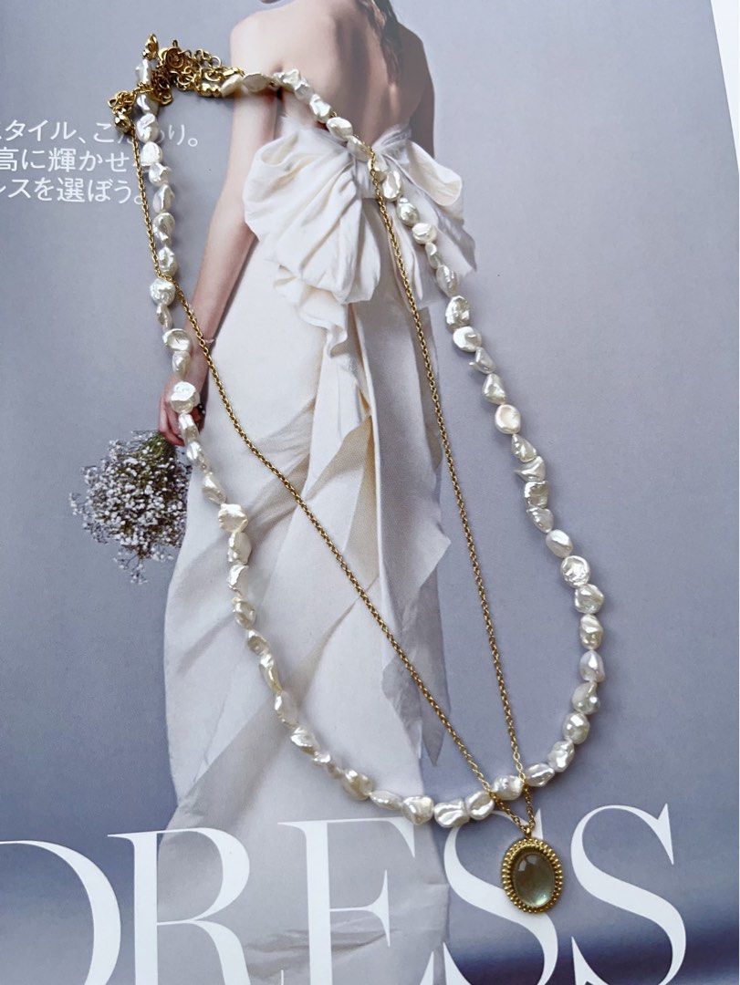 #PN597 Silver Star|Freshwater Pearl Necklace Set|Moonstone Necklace |Silver Blue-ish Irregular Pearl |Titanium Chain