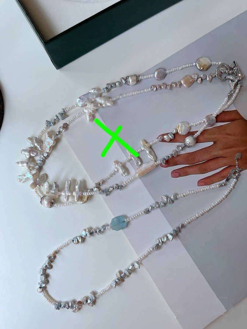 #PN481 Silver Summer | Freshwater Pearl Necklace | Aquamarine | Silver Pearl Petals |Baby Baroque Pearl