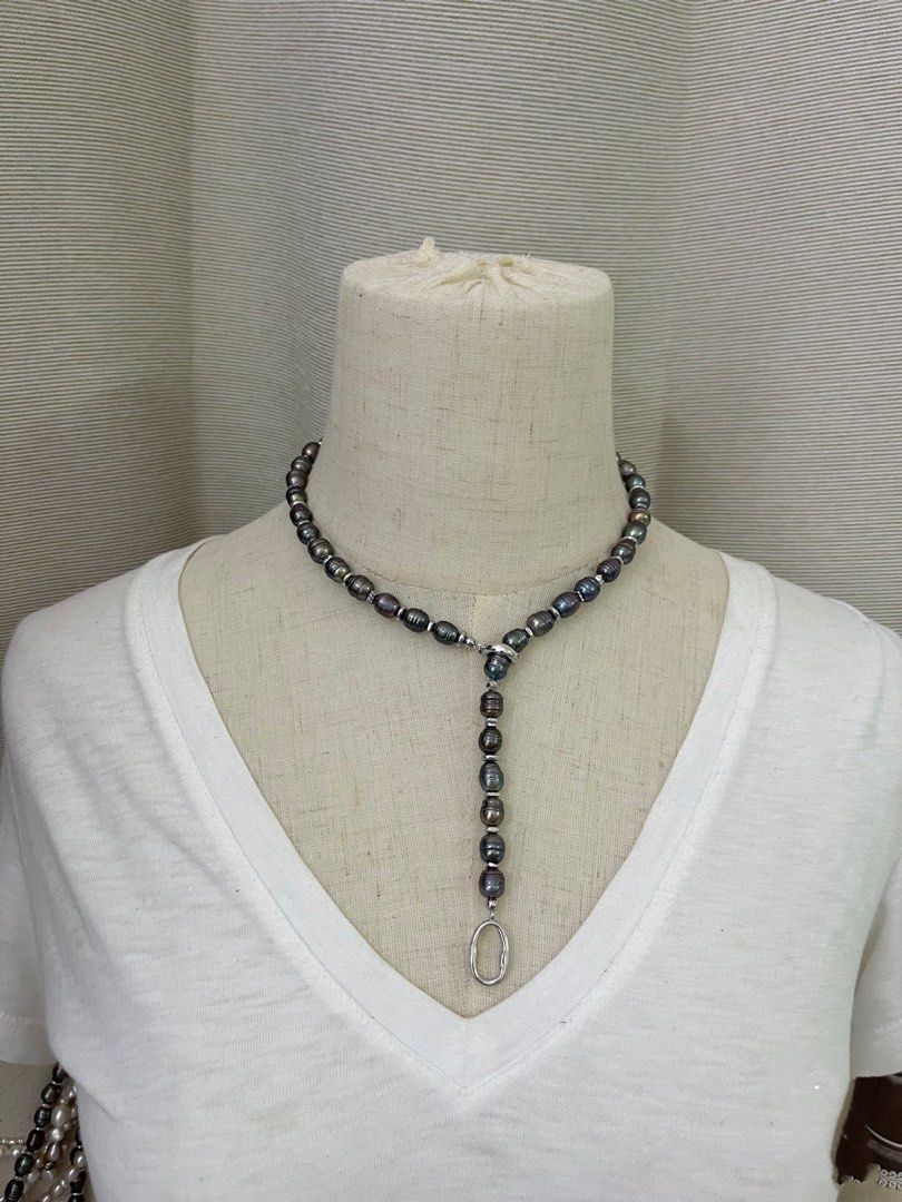 #PN551 Spiral Peacock Green Freshwater Baroque Pearl Necklace |Bisexual Style |Irradiated Colour