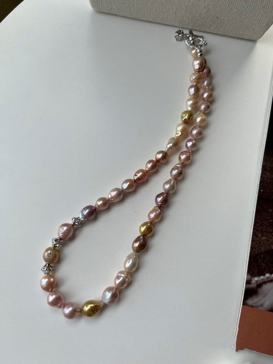 #PN517 Splendid Lustre|Freshwater Pearl Necklace |Baroque Pearl |Wrinkled Pearl |Gorgeous Lustre |Irregular Shapes |Cool Silver Style