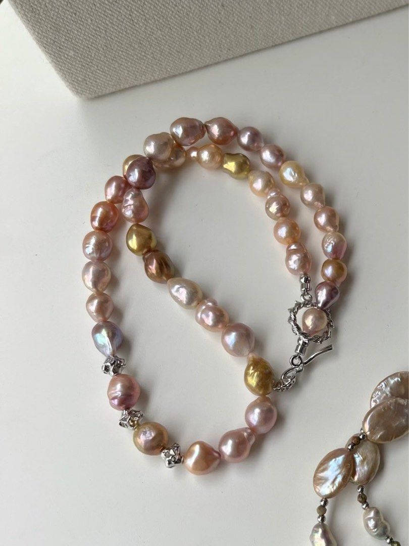 #PN517 Splendid Lustre|Freshwater Pearl Necklace |Baroque Pearl |Wrinkled Pearl |Gorgeous Lustre |Irregular Shapes |Cool Silver Style