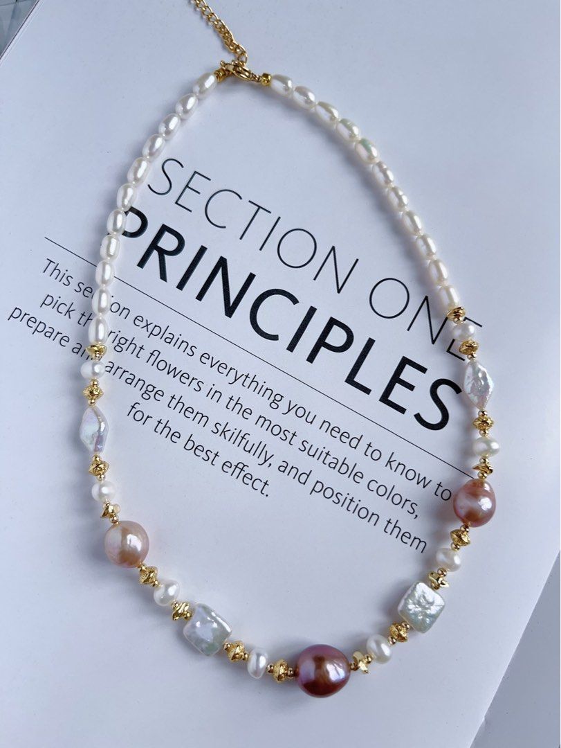 #PN522 Supreme Elegance |Freshwater Pearl Necklace |Irregular Purple Edison Pearl |Square, Diamond Shaped Pearl |Rice Pearl