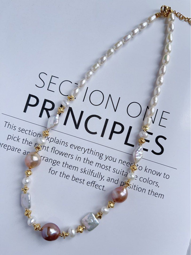 #PN522 Supreme Elegance |Freshwater Pearl Necklace |Irregular Purple Edison Pearl |Square, Diamond Shaped Pearl |Rice Pearl